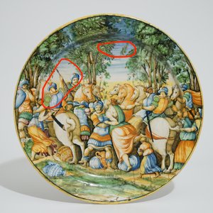 Een "Istoriato" schotel in Italiaanse majolica, Urbino, 1540-1560 — foto 3