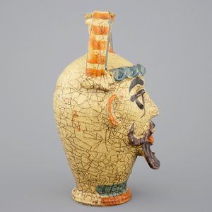 Een Italiaanse apothekerspot in de vorm van een mannenkop, Sicilië, Caltagirone, ca. 1800 — foto 4