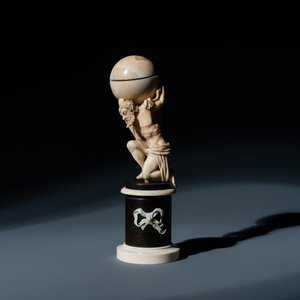 Een ivoren figuur van Atlas die de wereld draagt, wellicht Dieppe, 19e eeuw — foto 1