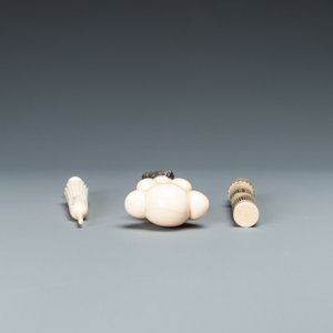 Een ivoren 'Stanhope' miniatuur paraplu met miscroscopische zichten op Parijs, een zegelstempel en een benen naaldkoker, 19e eeuw — foto 6