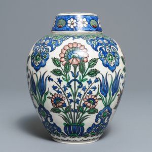 Een Iznik-stijl dekselpot met floraal decor, Samson, Parijs, 19e eeuw — foto 2