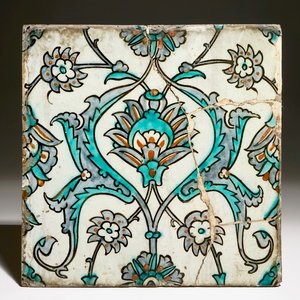 Een Iznik tegel met floraal decor, Turkije, 17e eeuw — foto 1