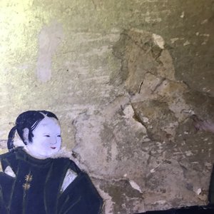 Een Japans tweedelig beschilderd byobu scherm met reizigers in een landschap, Edo, 17/18e eeuw — foto 12