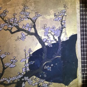 Een Japans tweedelig beschilderd byobu scherm met reizigers in een landschap, Edo, 17/18e eeuw — foto 46