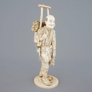 Een Japanse ivoren figuur van een houthakker, Meiji, 19e eeuw — foto 1