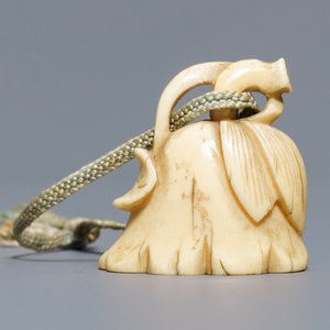 Een Japanse ivoren netsuke in de vorm van een lotusbloem, Edo, 18e eeuw — foto 2