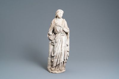 Een kalkstenen figuur van Sint-Barbara, 16e eeuw