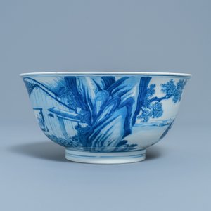 Een keizerlijke Chinese blauw-witte 'rijstproductie' kom, Kangxi merk en periode — foto 11