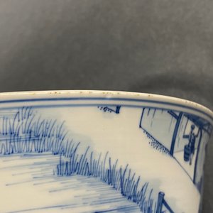 Een keizerlijke Chinese blauw-witte 'rijstproductie' kom, Kangxi merk en periode — foto 17