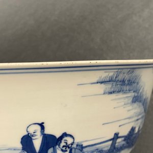 Een keizerlijke Chinese blauw-witte 'rijstproductie' kom, Kangxi merk en periode — foto 19