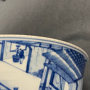 Een keizerlijke Chinese blauw-witte 'rijstproductie' kom, Kangxi merk en periode — foto 21