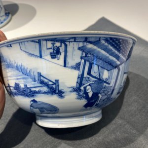 Een keizerlijke Chinese blauw-witte 'rijstproductie' kom, Kangxi merk en periode — foto 39