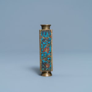 Een kleine Chinese cloisonné 'cong' vaas, Wanli — foto 3