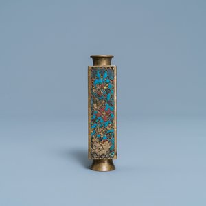Een kleine Chinese cloisonné 'cong' vaas, Wanli — foto 4