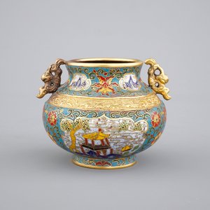 Een kleine Chinese cloisonné wierookbrander, 19/20e eeuw — foto 1