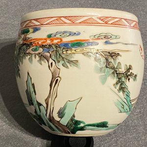 Een kleine Chinese famille verte jardinière, Chenghua merk, Kangxi — foto 13