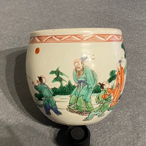Een kleine Chinese famille verte jardinière, Chenghua merk, Kangxi — foto 10