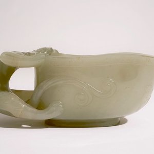 Een libation cup in Chinese celadon jade, 19e eeuw — foto 1