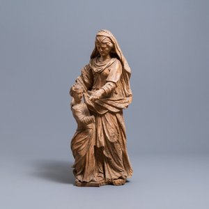 Een lindenhouten groep met Sint-Anna die de Maagd Maria onderricht, eind 16e eeuw — foto 1