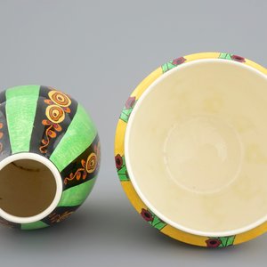 Een lot Boch Kéramis art deco: drie cachepots en een vaas, 20e eeuw — foto 7