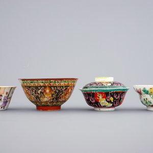 Een lot van 10 diverse Chinese famille rose en Bencharong kommen, 19/20e eeuw — foto 17