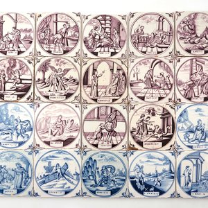 Een lot van 20 blauw-witte en mangane bijbeltegels, Utrecht, 18e eeuw — foto 1