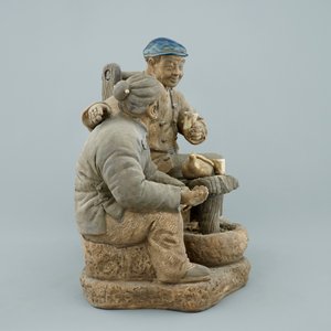 Een lot van 3 grote gesigneerde groepen in deels geglazuurd Chinees Shiwan aardewerk, 20e eeuw — foto 16