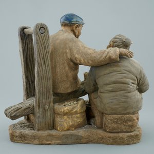 Een lot van 3 grote gesigneerde groepen in deels geglazuurd Chinees Shiwan aardewerk, 20e eeuw — foto 19