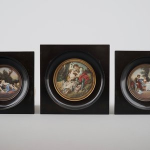 Een lot van 3 miniaturen op ivoor naar François Boucher, 19e eeuw — foto 1