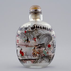 Een lot van 4 Chinese snuifflesjes in glas en jade, 18/20e eeuw — foto 10
