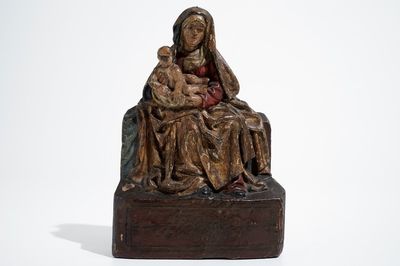 Een Madonna met kind, eik met polychromie, Vlaanderen, 1e helft 16e eeuw