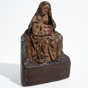Een Madonna met kind, eik met polychromie, Vlaanderen, 1e helft 16e eeuw — foto 8