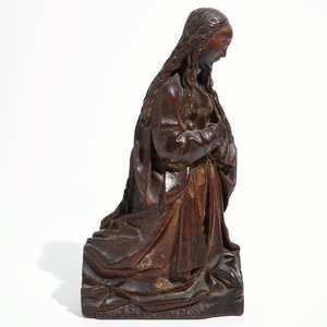 Een Madonna van de Annunciatie, eik met sporen van polychromie, Zuidelijke Nederlanden, 15/16e eeuw — foto 2