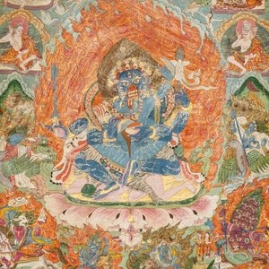 Een 'Mahakala' thangka, Tibet, 19e eeuw — foto 3