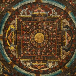 Een 'mandala' thangka, Tibet of Nepal, 19/20e eeuw — foto 3