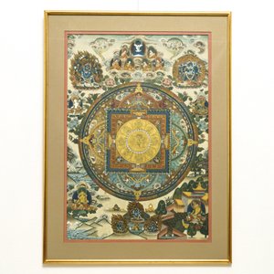 Een 'mandala' thangka, Tibet of Nepal, 19/20e eeuw — foto 2