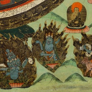 Een 'mandala' thangka, Tibet of Nepal, 19/20e eeuw — foto 5