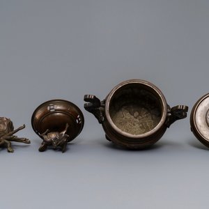 Een met zilver ingelegde bronzen wierookbrander en een figuur van Avalokitesvara, China of Vietnam, 19/20e eeuw — foto 6