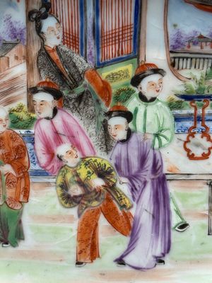Een ovale Chinese Canton famille rose schotel met opengewerkte rand, 19e eeuw — foto 3