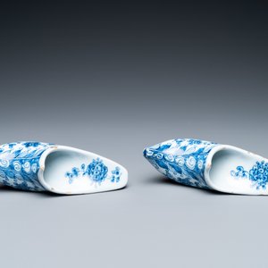 Een paar blauw-witte en gele Delftse muiltjes, 18e eeuw — foto 7