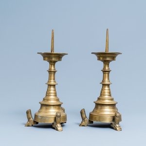 Een paar bronzen kandelaars, Vlaanderen of Nederland, 16e eeuw — foto 3