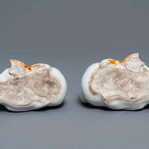 Een paar Chinese blanc de Chine modellen van ganzen, Republiek, 20e eeuw — foto 7