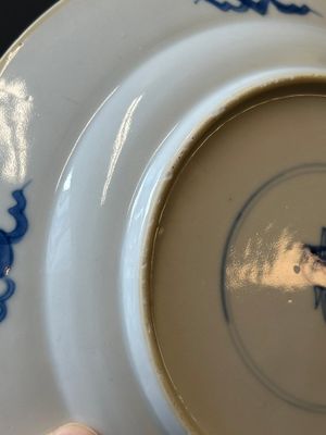 Een paar Chinese blauw-witte borden met boeddhistische leeuwen, ding merk, Kangxi — foto 19