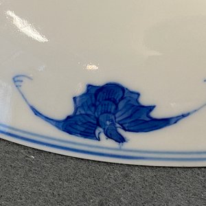 Een paar Chinese blauw-witte borden met kraanvogels, trigrammen en een draak, Guangxu merk en periode — foto 19