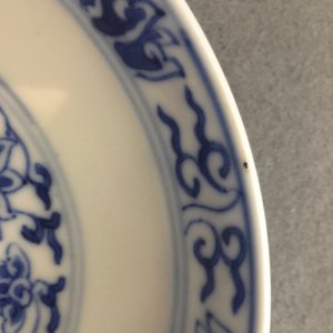 Een paar Chinese blauw-witte borden met lotusdecor, Guangxu merk en periode — foto 5