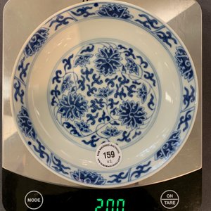 Een paar Chinese blauw-witte borden met lotusslingers, Guangxu merk en periode — foto 8
