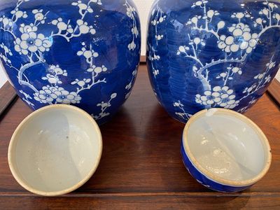Een paar Chinese blauw-witte dekselpotten, 19e eeuw — foto 5
