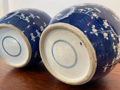 Een paar Chinese blauw-witte dekselpotten, 19e eeuw — foto 7