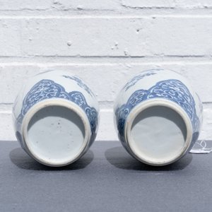 Een paar Chinese blauw-witte dekselvazen met floraal decor, Kangxi — foto 10