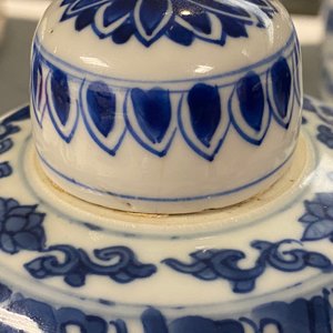 Een paar Chinese blauw-witte dekselvazen met floraal decor, Kangxi — foto 10